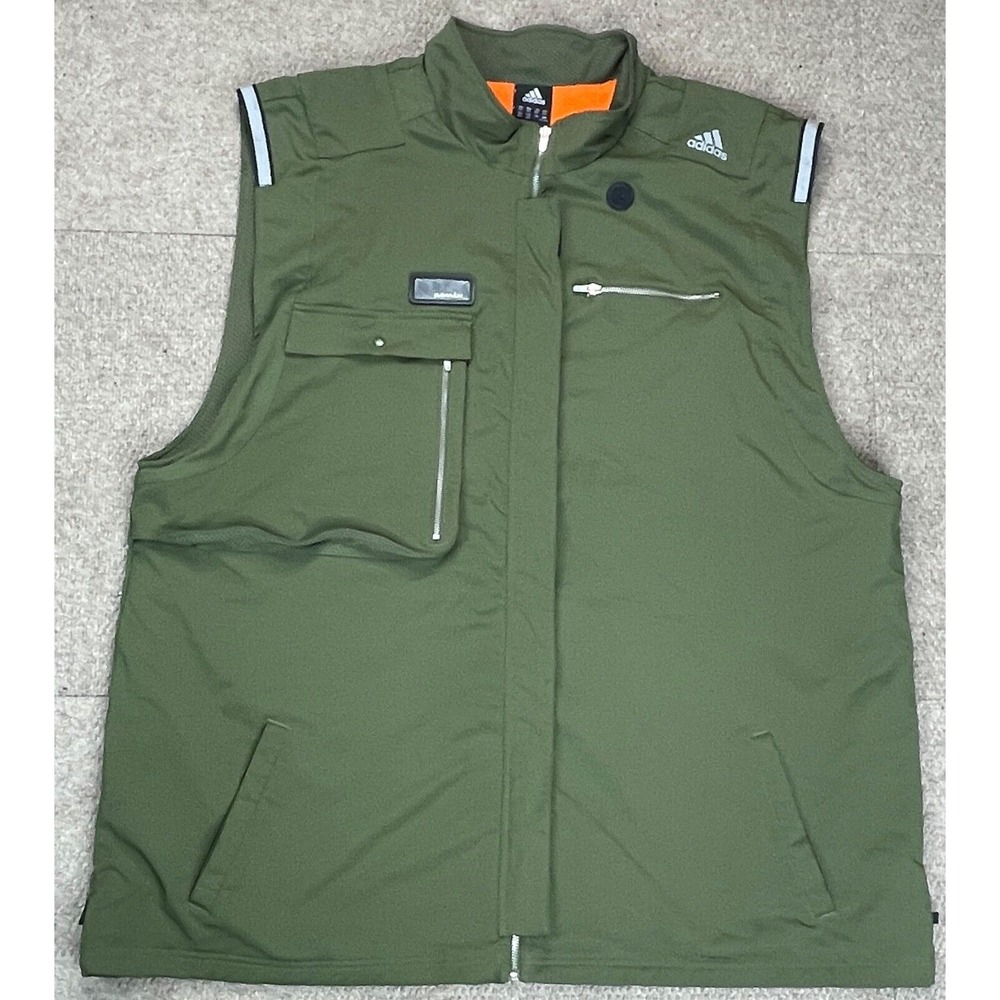 Adidas Remix Men's Army Green Technical Retro Motorcycle Vest Jacket Size 4XT